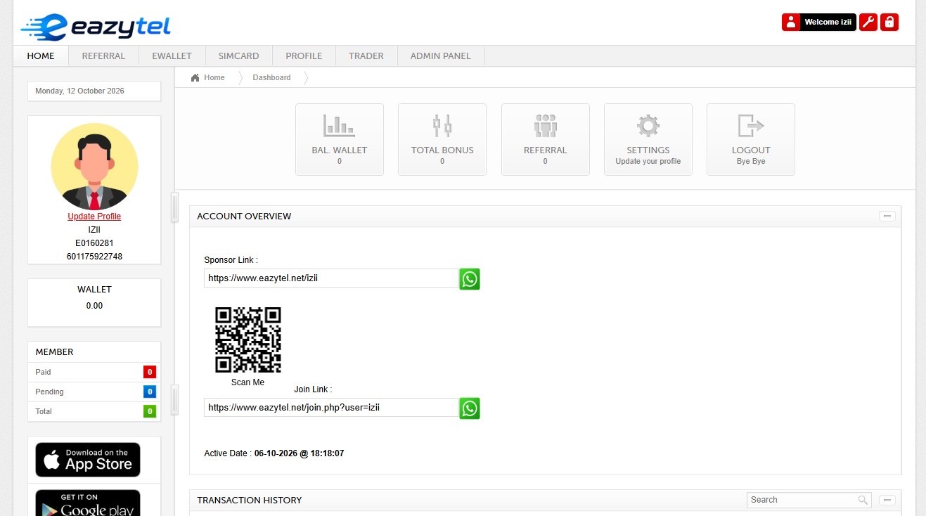 Screenshot Admin Page untuk Skrip Autodownline
